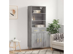 Vidaxl Armário Alto 69,5x34x180 Cm Derivados De Madeira Sonoma Cinza