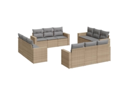 Maison Exclusive - 12 Pcs Conjunto De Sofás P/ Jardim Com Almofadões Vime Pe Bege