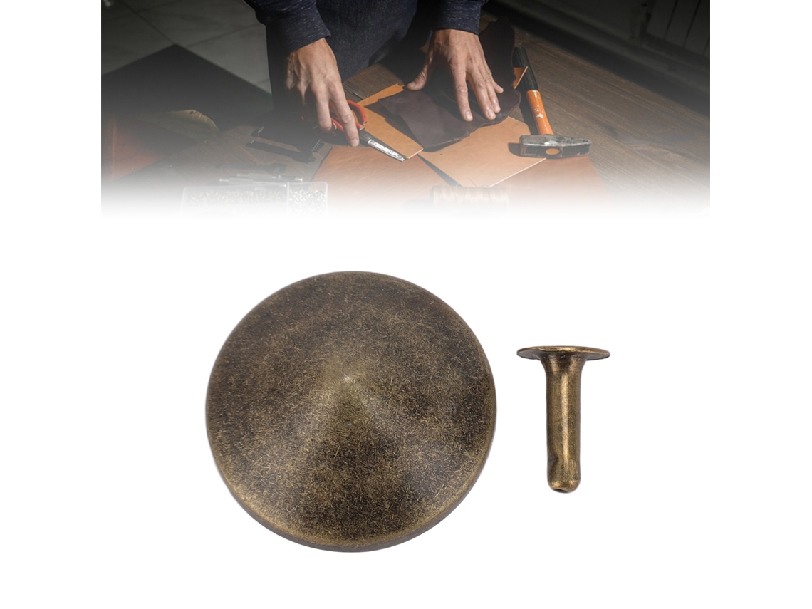100 Peças De Rebites Hongo 25mm De Ferro Galvanizado Com Pontas Cónicas Para Reparação De Couro Bronze