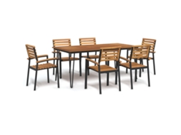 Vidaxl Conj. Jantar P/ Jardim 7 Pcs Madeira De Acácia Maciça E Metal