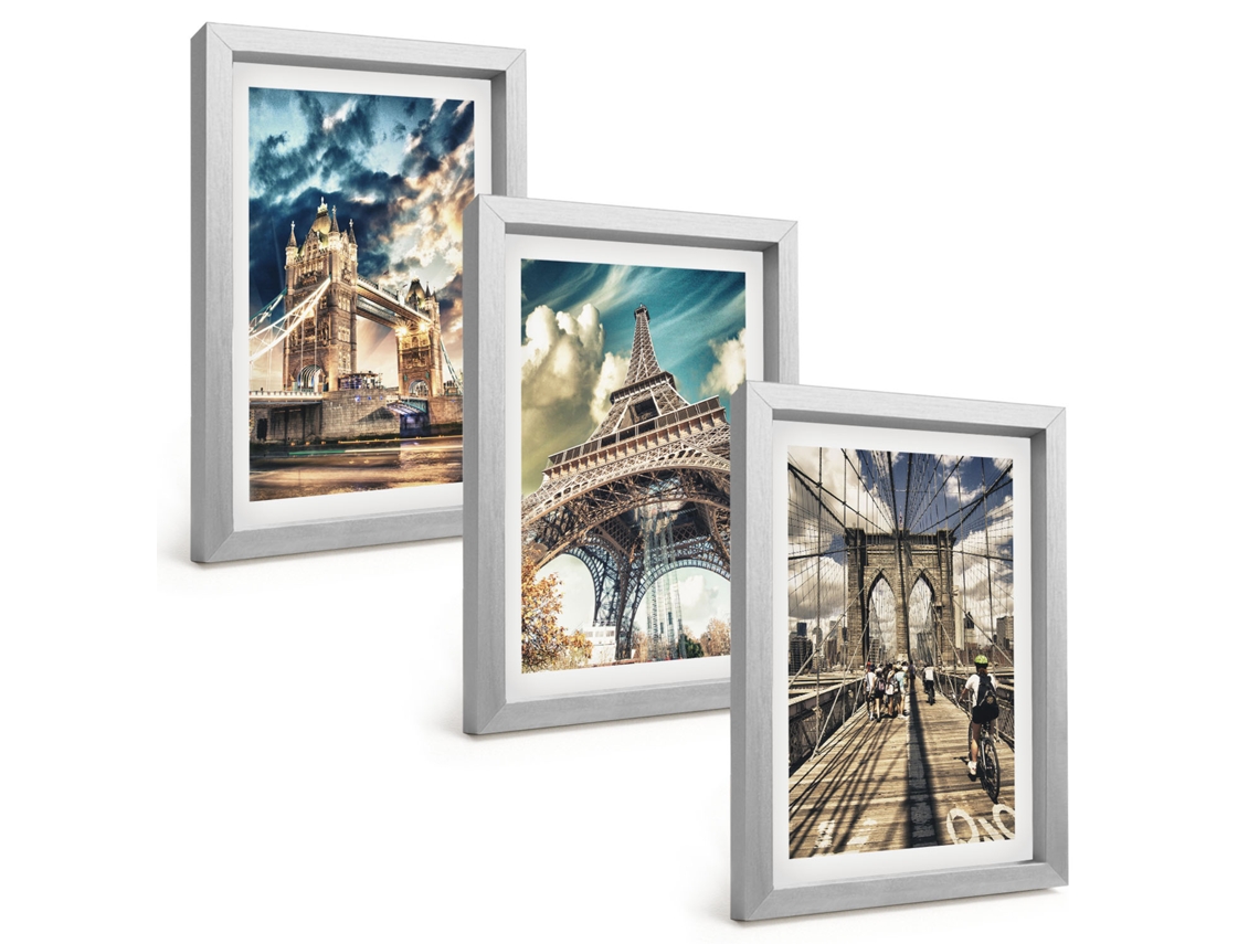 Composição De Quadros Pontes, Torres, Cidades Europeias Espelharte (3 Peças 20x30 Cm)
