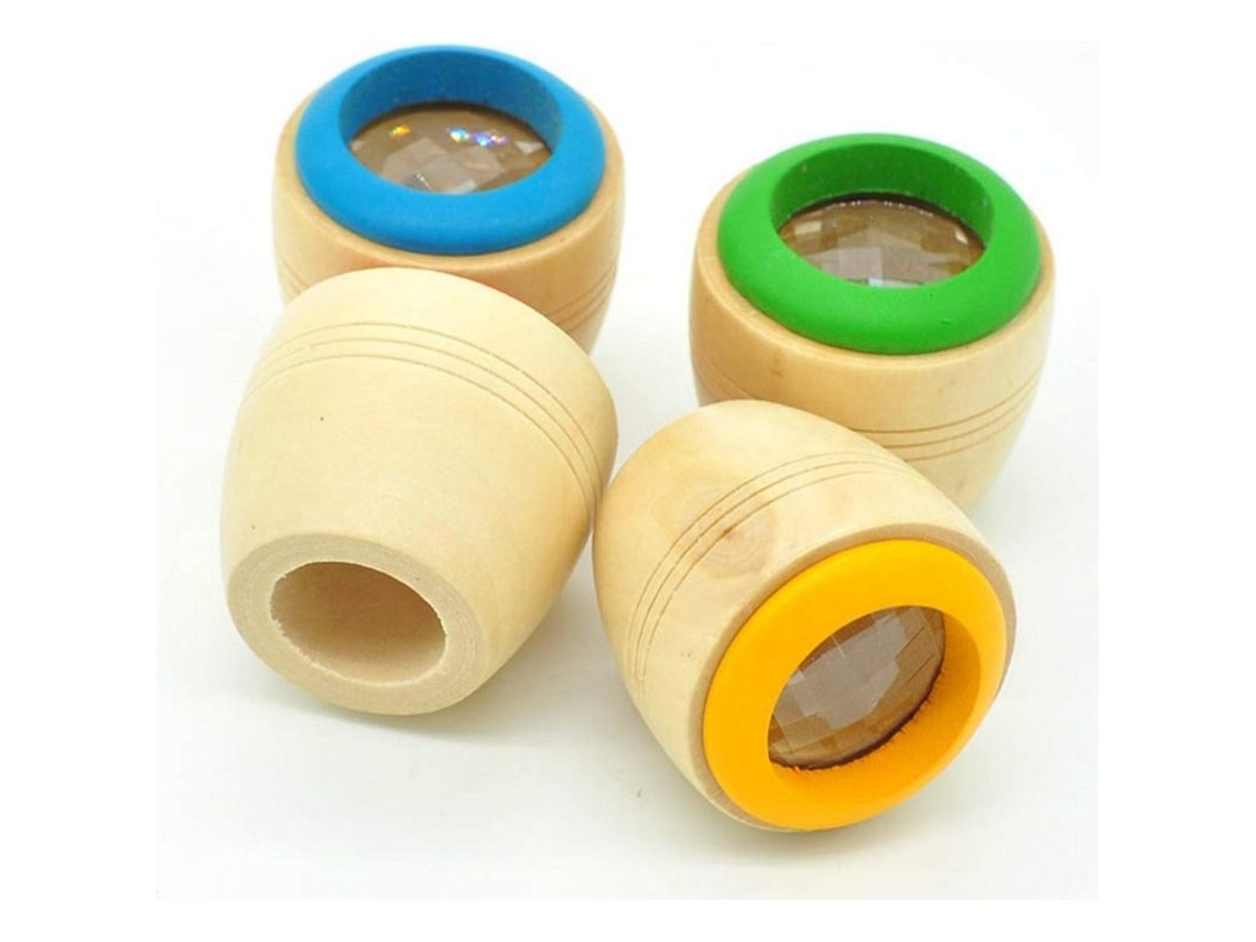 2026 4pcs Caleidoscópio Mágico Efeito Olho de Abelha em Madeira Brinquedo Infantil (cor Aleatória)