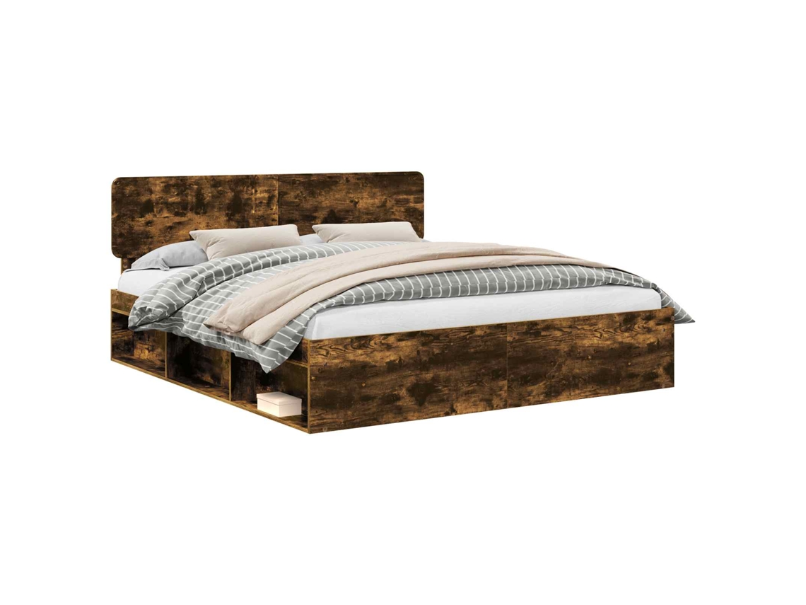 Estrutura da Cama com Cabeceira Carvalho Defumado 180x200 cm MAISON EXCLUSIVE