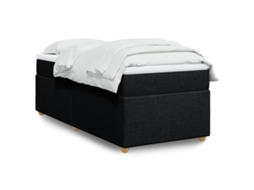 Vidaxl Cama Com Molas/colchão 90x200 Cm Tecido Preto