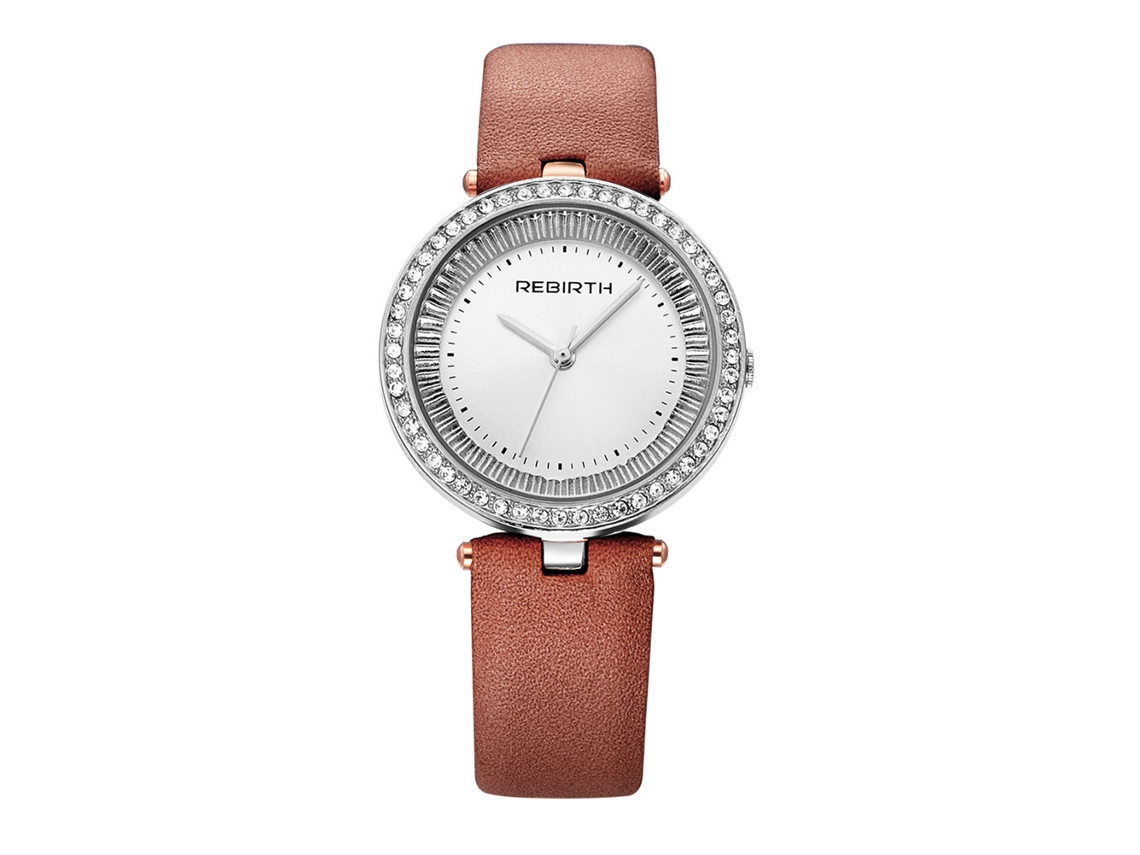 Relógio Casual Feminino Analógico com Strass Pulseira Pu Movimento de Quartzo