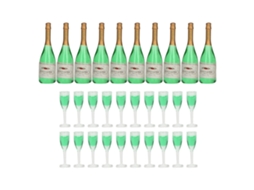Walshlxq 10 Conjuntos de Champanhe para Casa de Bonecas Miniatura Modelo Simulação Garrafas de Vinho Copos Miniatura Decoração Diy