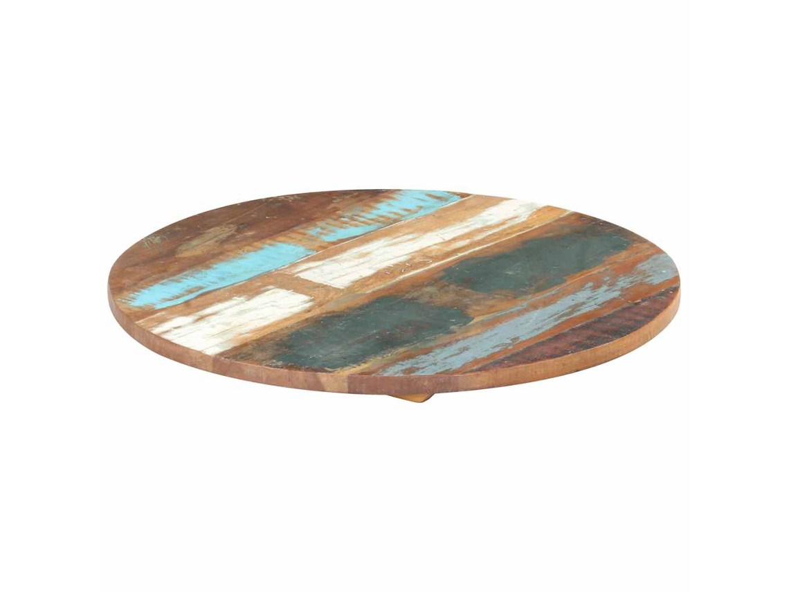 Vidaxl Tampo De Mesa Redondo 50 Cm 25-27 Mm Madeira Recuperada Maciça