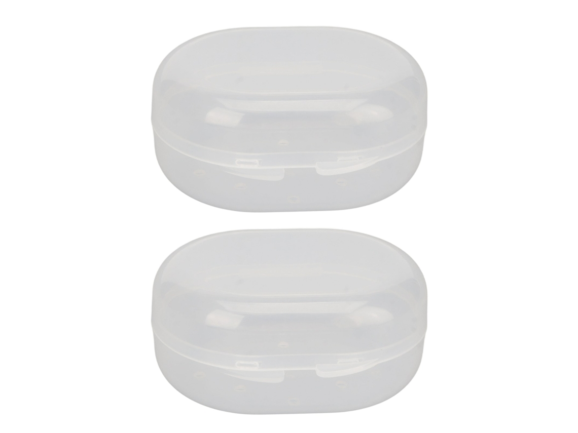 2pcs Swimming Earplug Storage Box Buckle Closure Breathable Transparent