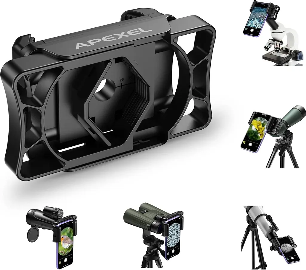 Adaptador Universal para Celular Binóculos, Conexão de Ocular, Suporte para Celular Telescópio BRILVIBERA