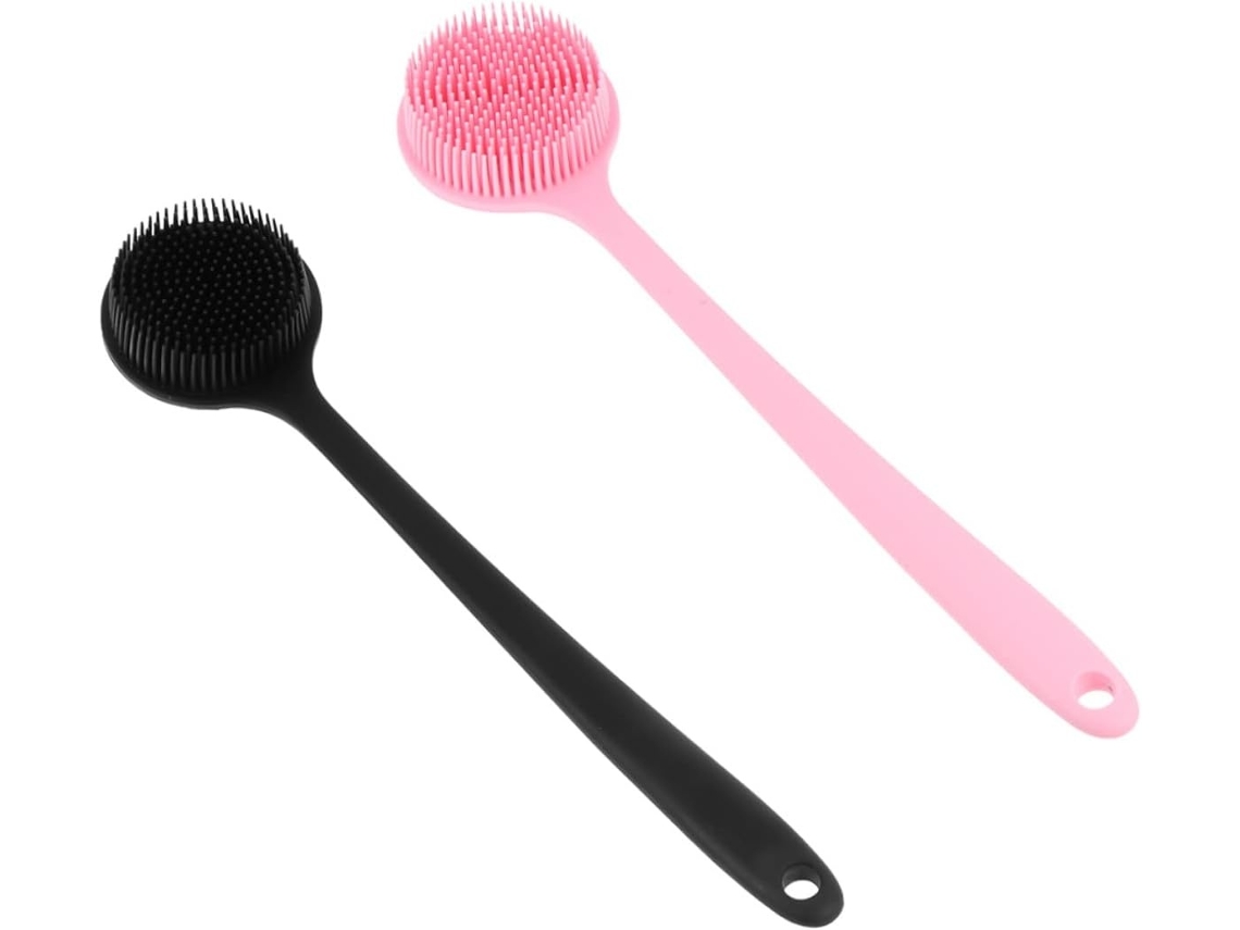 Lurelia Acessório De Duche Com Escova De Silicone Para Banho, Cabo Longo, Pega Ergonómica E Portátil