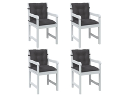 Vidaxl Almofadões Lombares P/ Cadeiras 4pcs Mesclado Tecido Antracite