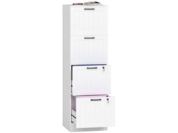 Arquivo com 4 Gavetas, Fechaduras A4 e Pastas de Cartas 40x40x131 Cm Branco Ge