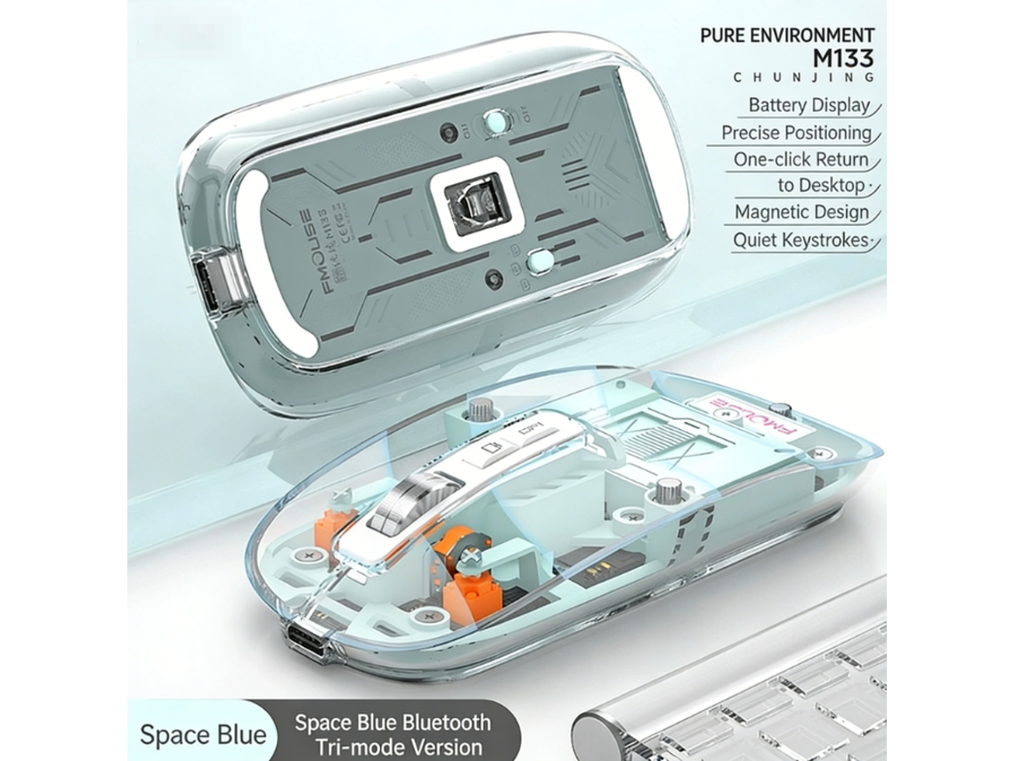 Mouse Bluetooth Magnetic Transparent Wireless, Tri-mode (usb 2.4ghz + Bt5.0) Mouse De Computador Recarregável, Mouse Ergonômico De Jog