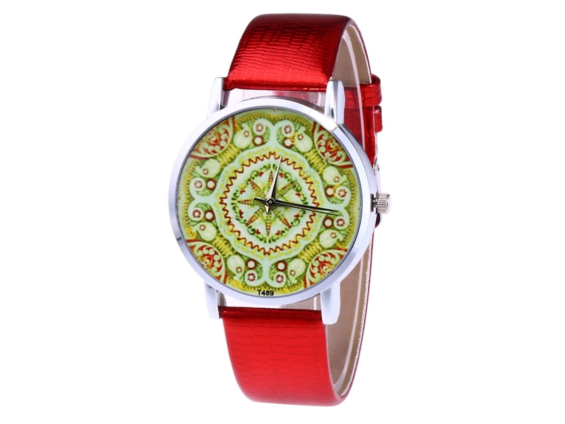 Reloj De Pareja Unisex Zhoulianfa De Cuero Pu Quartz Para Negocios Rojo