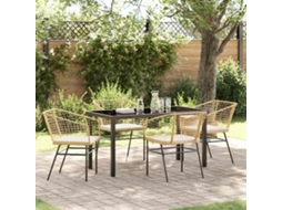 Vidaxl Conjunto de Jantar para Jardim 5 Pcs Castanho Vime Pe