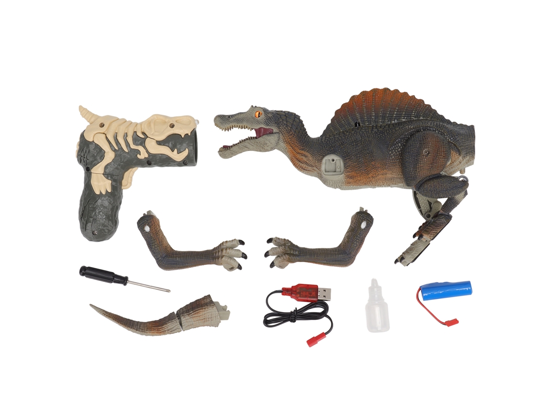 Brinquedo De Dinossauro Com Controle Remoto Modelo De Simulação Elétrico Mecânico Inteligente Com Luz Led Marrom Cinza