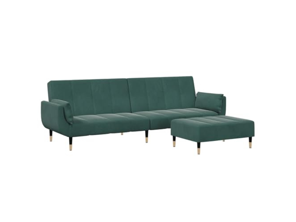 Sofá-cama VIDAXL Verde Veludo (220 x 84.5 x 69 cm)