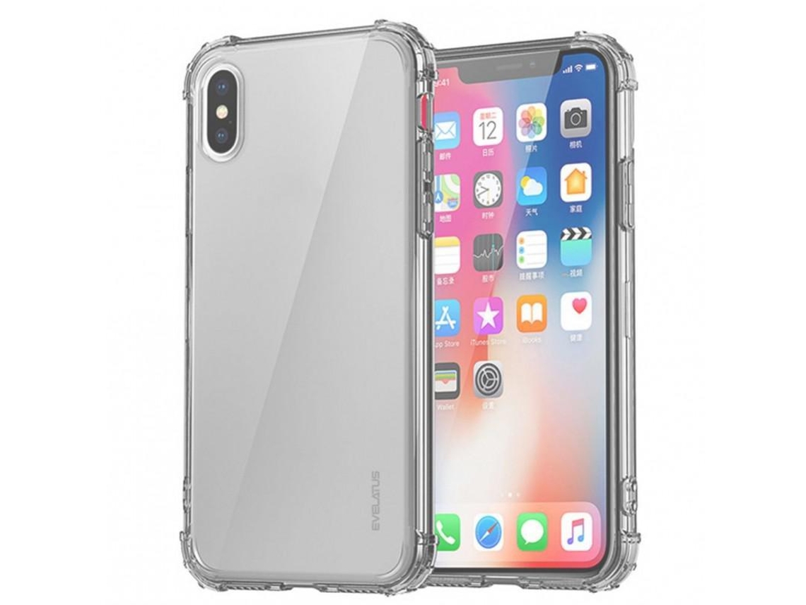iPhone Xs Max Capa de Proteção Evelatus Antichoque Transparente/Preto