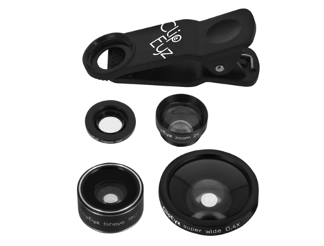 Kit de Lentes Smartphone Hd 4 em 1 Wide-Angle/Fisheye/Macro/Clipeyz Zoom Lens CLIPEYZ