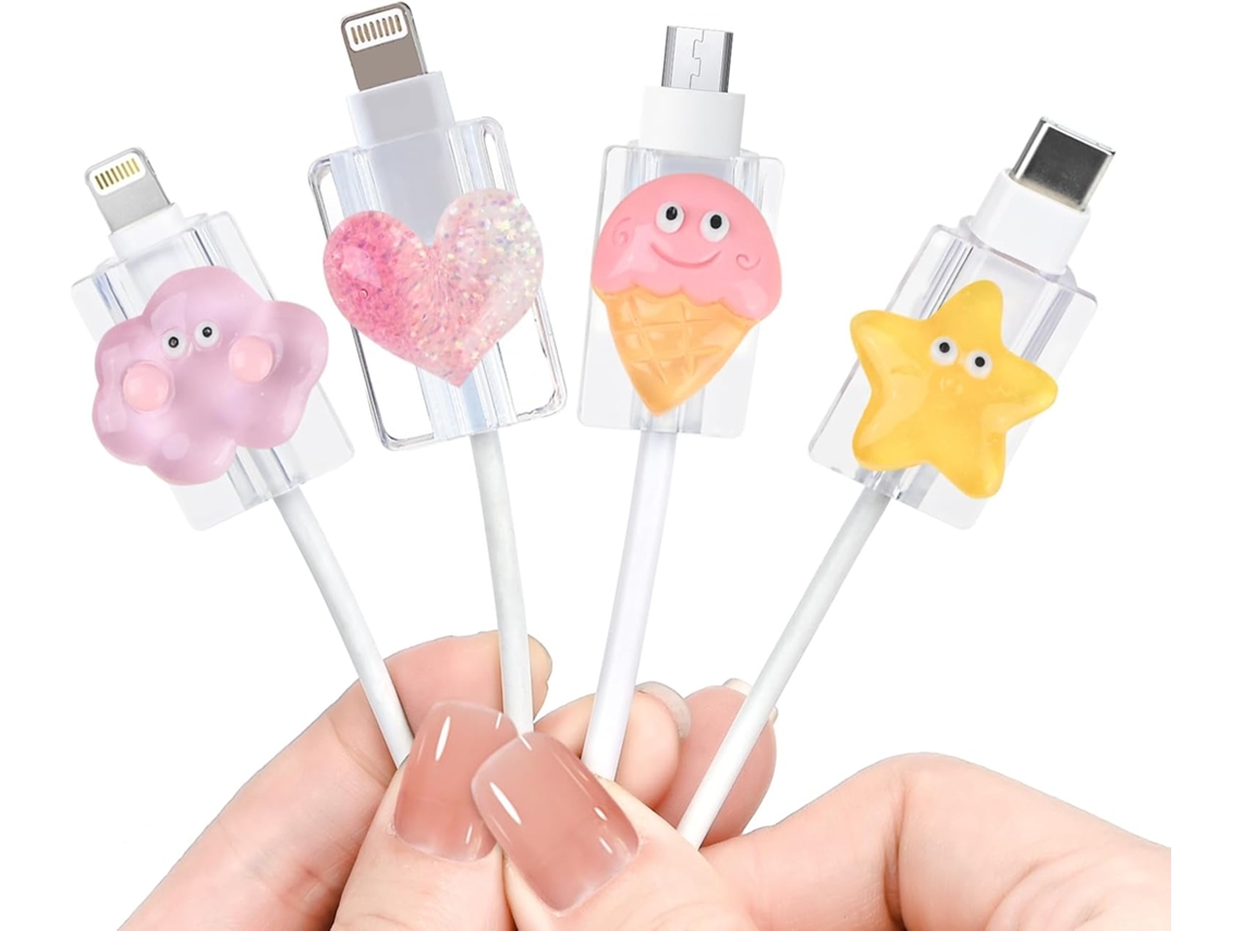 Kit de 4 protetores de cabos para conectores USB Type-C e USB-C Lightning em Android