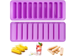 Formas De Silicone - Conjunto De 2 Bandejas Retangulares Com 20 Cavidades, Para Barras De Energia, Granola, Chocolate, Cubos De Gelo, Roxo