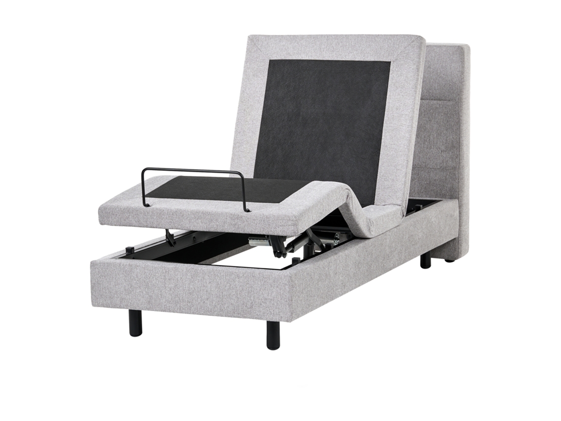 Cama Ajustable Beliani Viceroy De Tela Gris 80x216x120