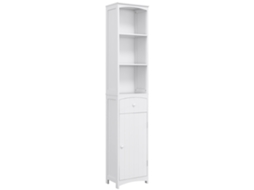 Coluna compacta de MDF com três prateleiras, versátil, 34x24x170cm, branco, QINGYU TECH
