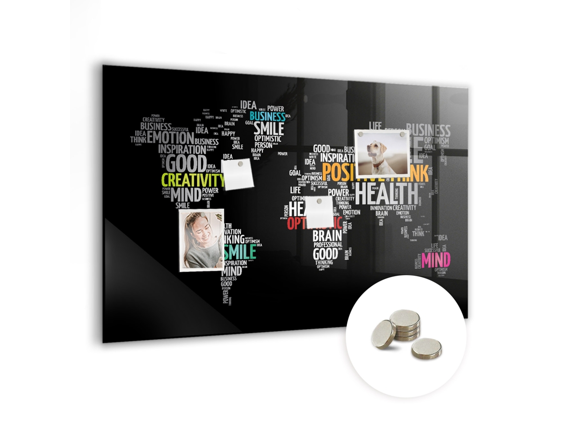Quadro Magnético De Parede Mapa Mundi Positivo Para A Cozinha Espelharte (90x60 Cm)
