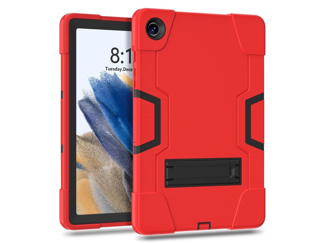 Capa Protetora Resistente Pc Silicone Macio Antichoque Com Suporte Para Galaxy Tab A9/a9 Plus 11 Vermelho E Preto Sfushos (horizontal)