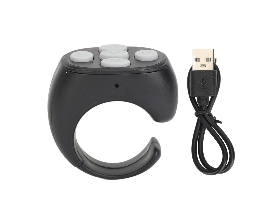 Anel de controle remoto Bluetooth 2026 para celulares Android com rolagem e cliques.