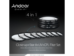 Kit De Filtros Circulares 62mm Uv+cpl+close-up+4+star 8-point Para Câmera Dslr Nikon Canon Sony Pentax Com Bolsa