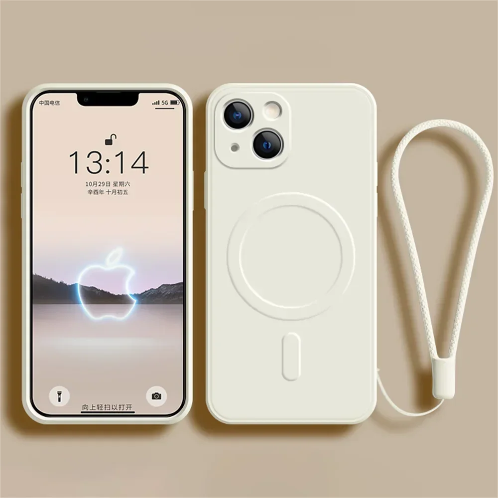 Capa De Silicone Líquido Para Iphone 16 (branca), Compatível Com Carregamento Sem Fio Magnético.