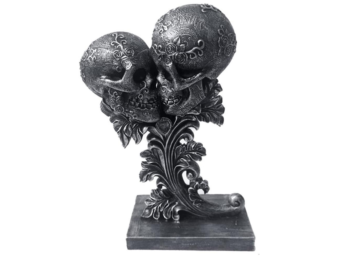 Adorno Halloween Cabeça De Osso Decor Resina Retro