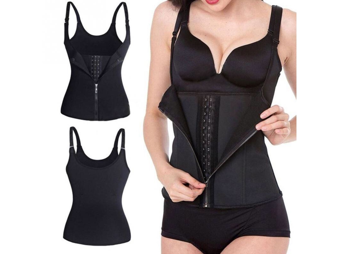 Cinta Modeladora Feminina Com Fecho De Correr E Fechos Yuysan, Top De Alças Com Tecido Espacial, Cor Preta, Tamanho Xxxxl