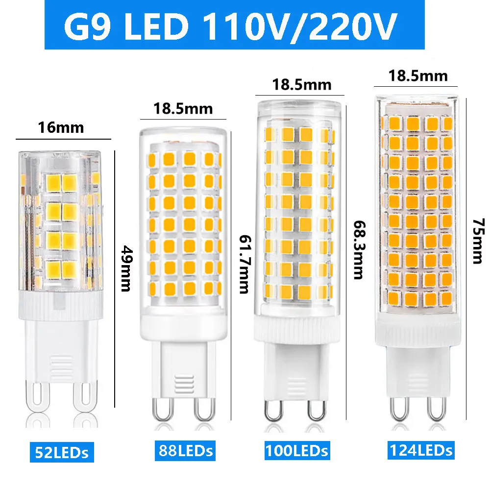 Lâmpada Led, Base G9, 5w, 9w, Ac220v, 110v, Branco Quente, Para Uso Residencial, Comercial Ou Substituição De Fontes Convencionais