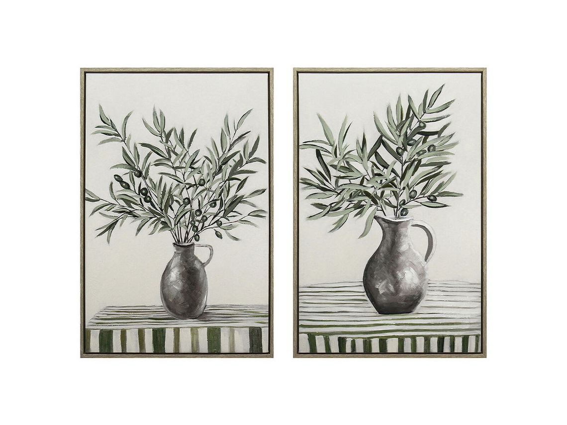 Pintura Home Esprit Bege Terracota Abstrato Shabby Chic 60 X 3,8 X 90 Cm (2 Unidades)