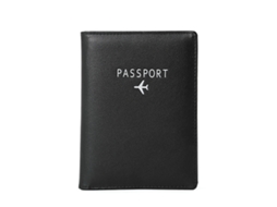 Porta-passaporte Em Couro Pu, Com Compartimento Para Identificação Rfid, Preto