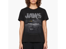 Rockinstone Jaws Movie Shark Boat Heather Black Adult T-shirt Size:l