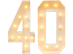 Número 40 Iluminado Para Montar, Decoração Em Mosaico de Led, Placa Gigante de Aniversário Branca de 100 Cm