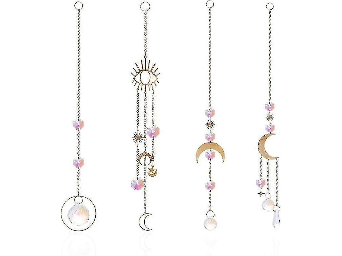 4 Peças Cristal Suncatcher Prisma Suspenso Decoração Cristal Árvore Ornamento Suspenso