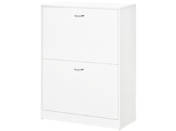 60x24x80 Cm | Sapateira De Com 2 Compartimentos Para Entrada Corredor Dormitório Sala Estar Madeira E Branco