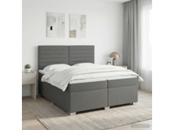 Vidaxl Cama Box Spring Com Colchão Cinzento-escuro 200 X 200 Cm Tecido