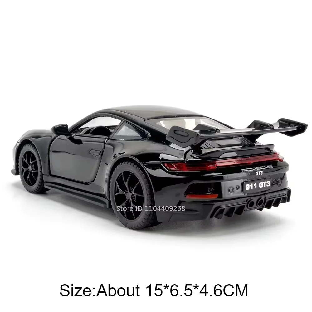 (911gt3 Preto) Escala 1:32 - Modelo De Carro Esportivo, Carroceria Em Metal Fundido, Portas Que Abrem, Com Efeitos Sonoros E De Luz.