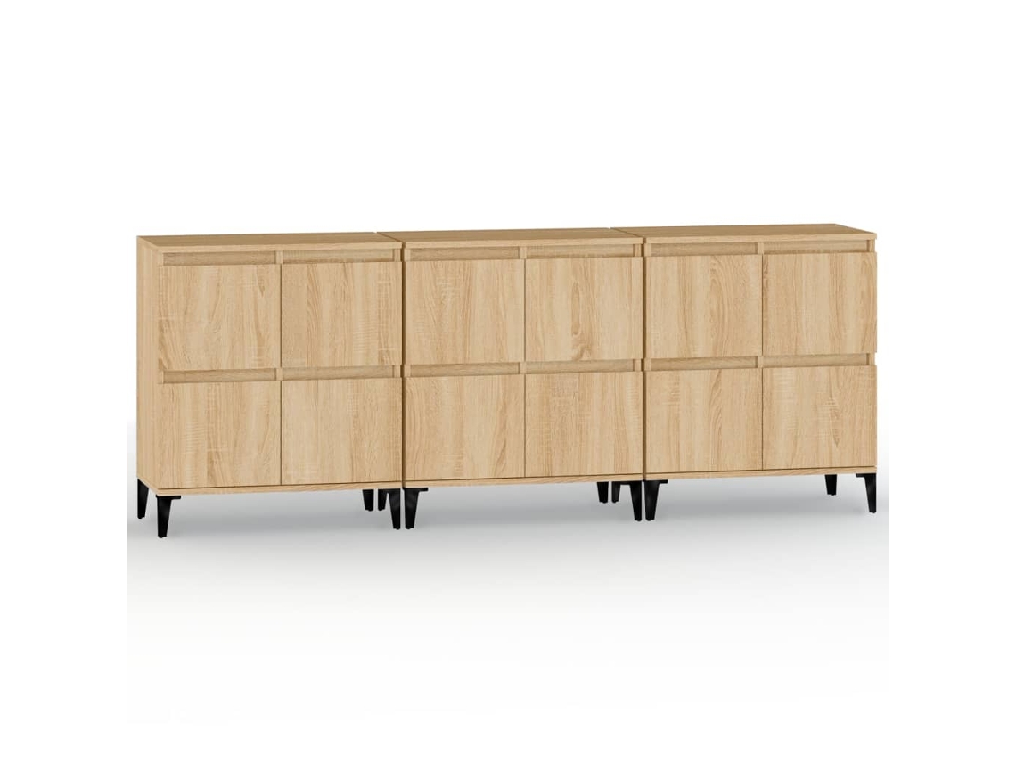 Conjunto de 3 aparadores em madeira Carvalho Sonoma MAISON EXCLUSIVE (60x35x70 cm)