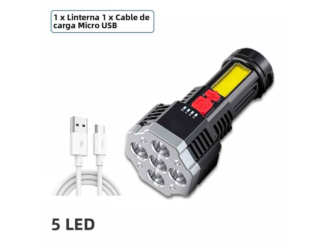 Lanterna Led Recarregável de Alta Potência , Luz Lateral Cob Leve, Material Abs À Prova D'água. MDUG (5 Leds)