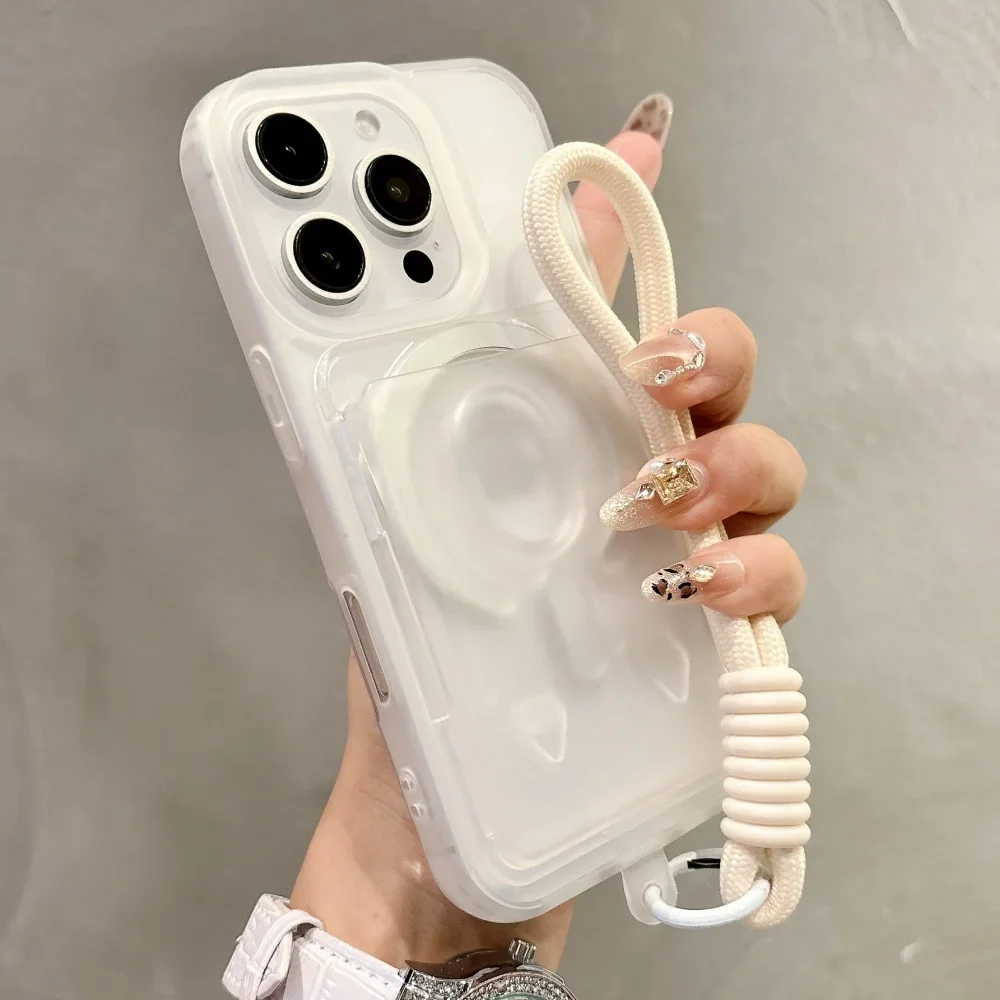 (branco 16plus) Capa Carteira Magnética Transparente Para Celular Com Compartimento Para Cartão