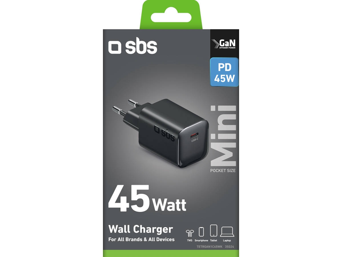 Carregador de Parede SBS USB-C 45 W com Power Delivery 3.0 e PPS