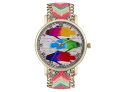 Relógio Pulseira Feminino de Lã com Números Romanos Analógico Quartzo Simples