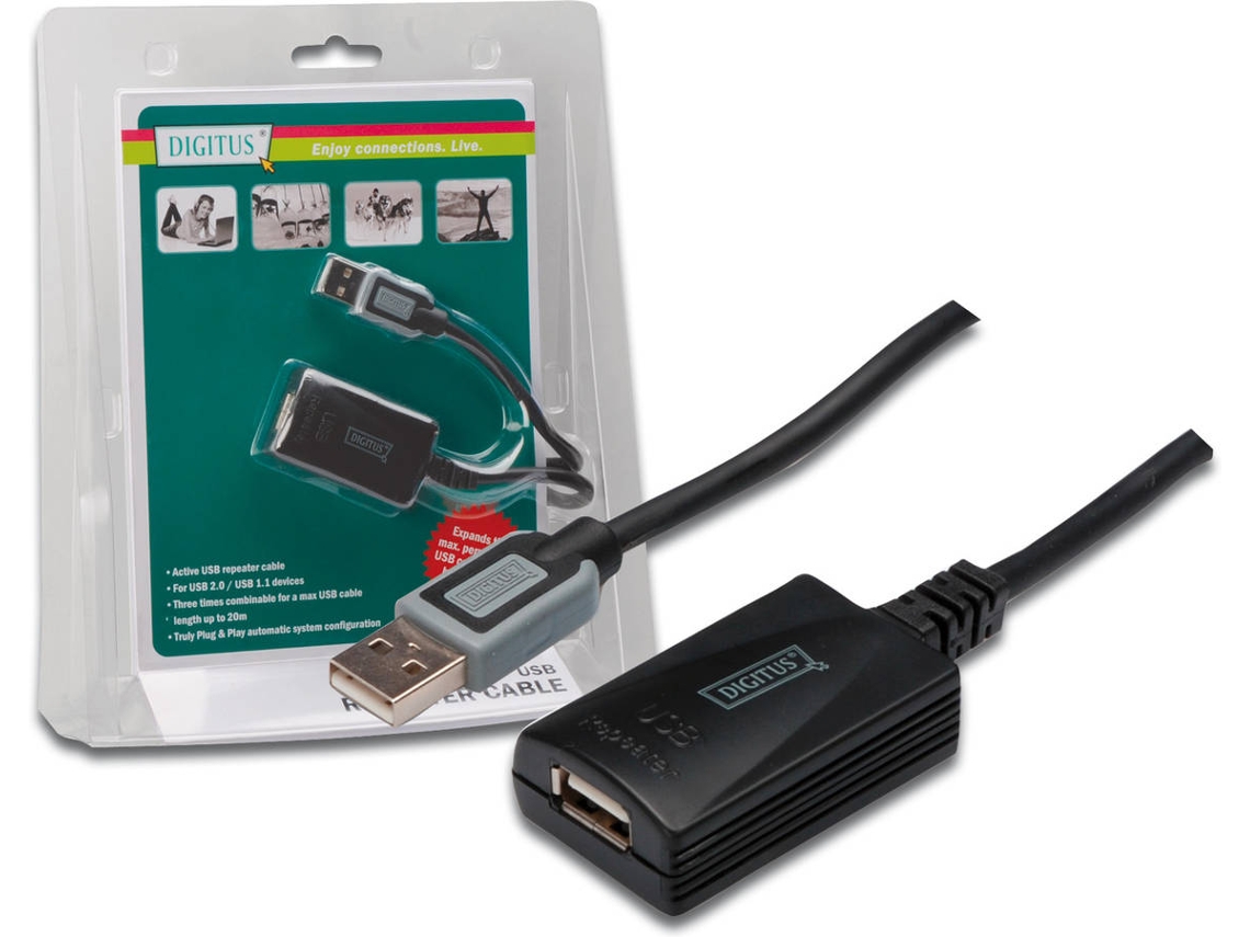 Cabo de Dados DIGITUS (USB A - 5 m - Preto)