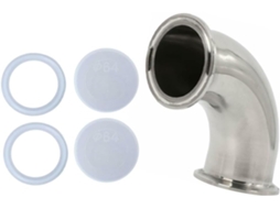 Cotovelo Sanitário Tri Clamp De Aço Inoxidável 5.1 De 90 Cm, Cotovelo Com Virola, Graus